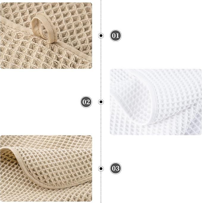 430 GSM Microfiber Quick Dry Lint Free Oversize Bath Towel Set, 6 Piece (Waffle Weave)