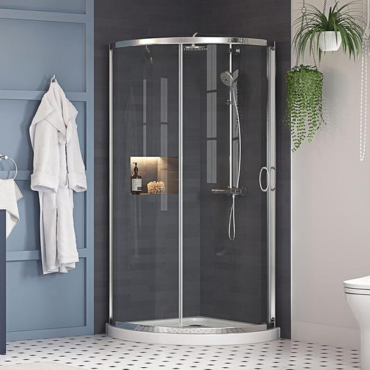 OVE Decors Breeze 38 in. Corner Shower, With Included Base, Clear Glass and Chrome Finish