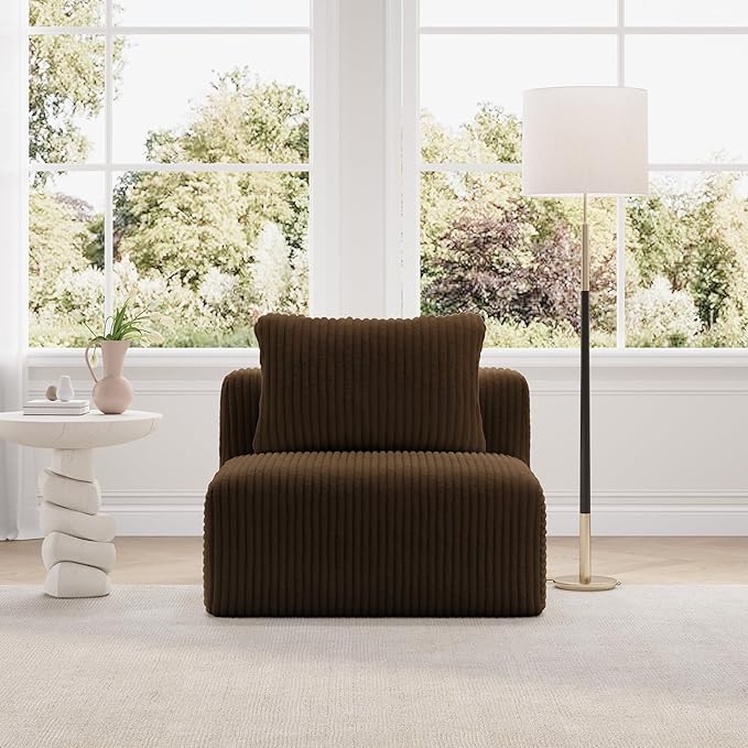 Novilla Modular Sectional Sofa, Modern Cloud Sectional Couch with Smarts Coil® Support, Upholstered Boneless Couch for Living Room Apartments Bedroom, No Assembly Required, Brown (Armless Chair)