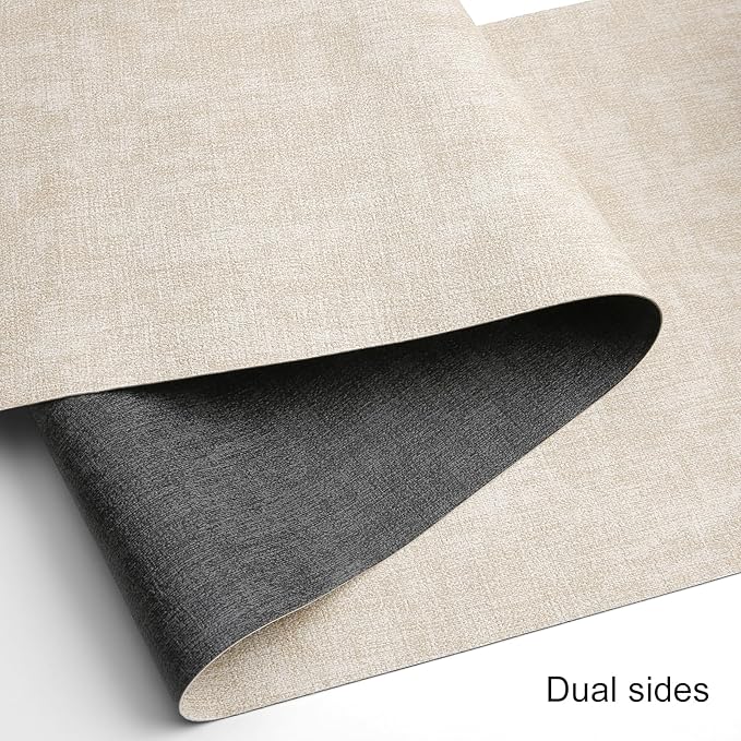 Table Runners 94 Inches Long, Dual-Sided Faux Leather Farmhouse Table Runner Waterproof Heatproof Non-Slip for Living Room Party Home Decor Holiday Decorations(Gray Cream-White, 15 x94 Inch)
