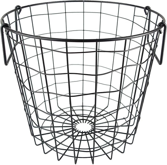 DII Metal Wire Mesh Stackable Utility Storage Bin, Small Round, 12x12x10", Black