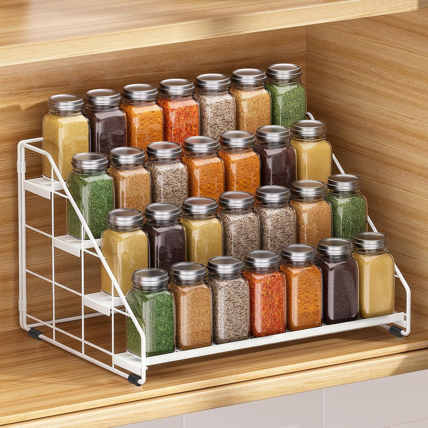 4-Tier Adjustable Spice Rack Organizer for Cabinet & Pantry — Space-Saving Tiered Shelf | Nestify