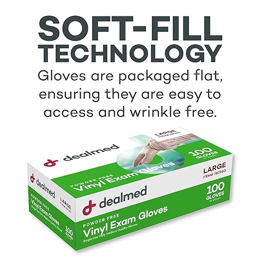 Dealmed Vinyl Exam Gloves - 1000 Count Small (10 Boxes), Powder-Free Disposable Medical Gloves, Latex-Free for Healthcare, Food Service & First Aid