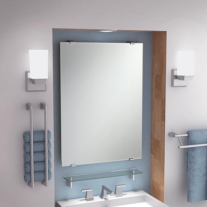 Gatco 4736 Bleu Glass Shelf, Satin Nickel/Wall Mounted 20.13" X 4.3" Tempered Glass/Floating Rectangle Glass Shelf for Bathroom