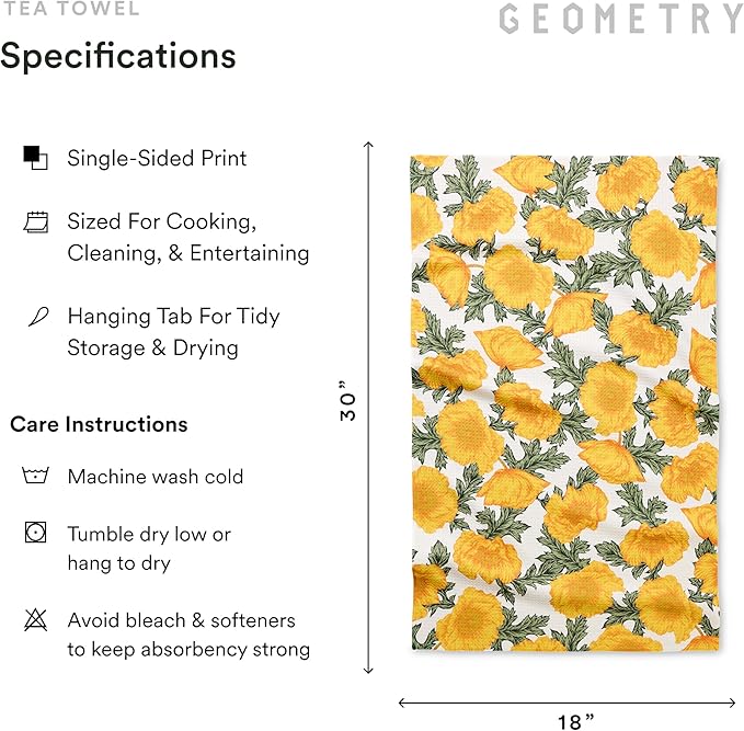 Tea Towels – Spring & Summer Collection – Quick-Dry, Ultra-Absorbent, Reusable Microfiber Kitchen Towels for Drying & Cleaning - Field of Gold - 1 Pack