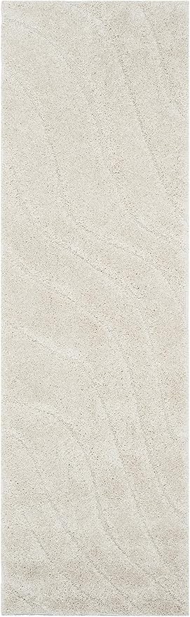 SAFAVIEH Florida Shag Collection Runner Rug - 2'3" x 7', Creme & Creme, Non-Shedding & Easy Care, 1.2-inch Thick Ideal for High Traffic Areas in Living Room, Bedroom (SG472-1111)