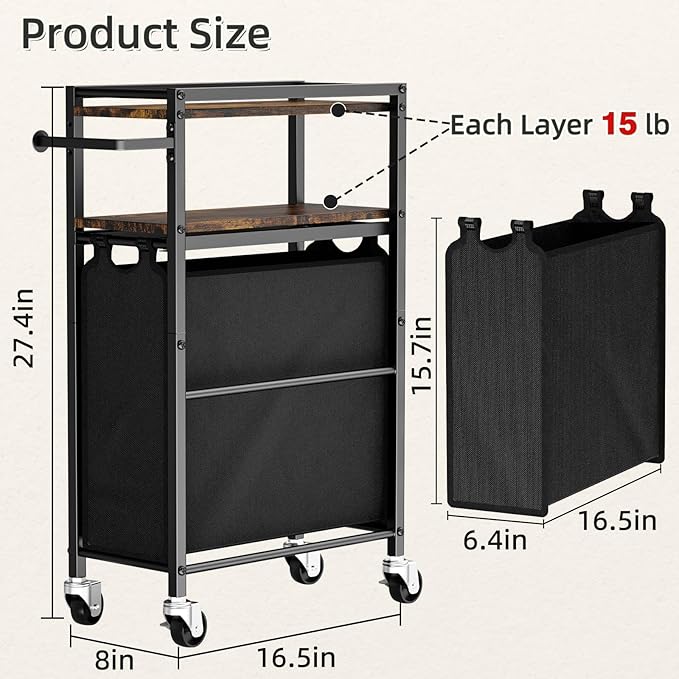 Toilet Paper Holder with Storage Bag & Wheels - Freestanding Bathroom Organizer Holds 9 Rolls for Small Spaces, Essentials Storage Beside Toilet-Brown