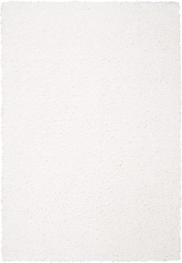 SAFAVIEH August Shag Collection Area Rug - 5'3" x 7'6", White, Solid Design, Non-Shedding & Easy Care, 1.5-inch Thick Ideal for High Traffic Areas in Living Room, Bedroom (AUG200A)