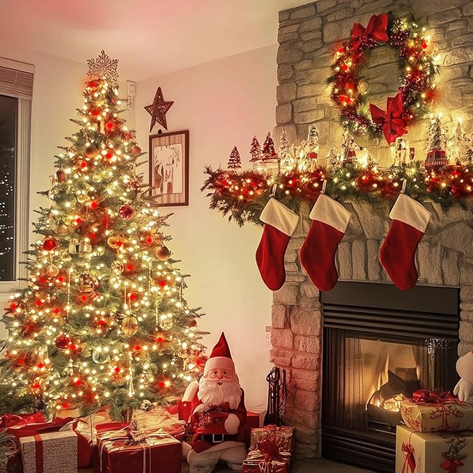 LAMPHOME Red Warm Valentine's String Lights Indoor Outdoor Waterproof,Expandable 21.6 Ft 100 LED Christmas Fairy Light Valentine's Day Garland Party Patio Bedroom Xmas Tree Galentine's Day Decoration