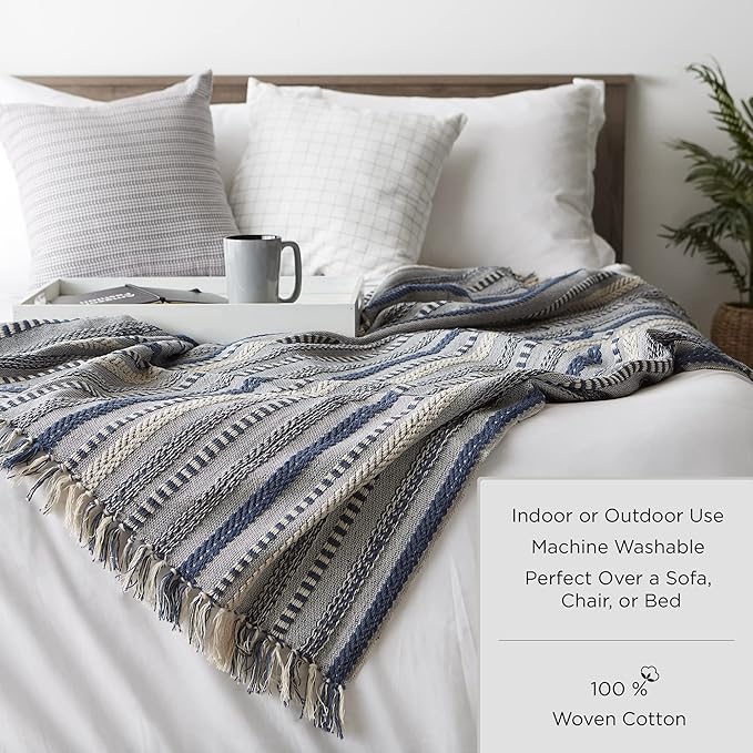 DII Global, Fields of Diamond Woven Throw, 50x60, Mineral