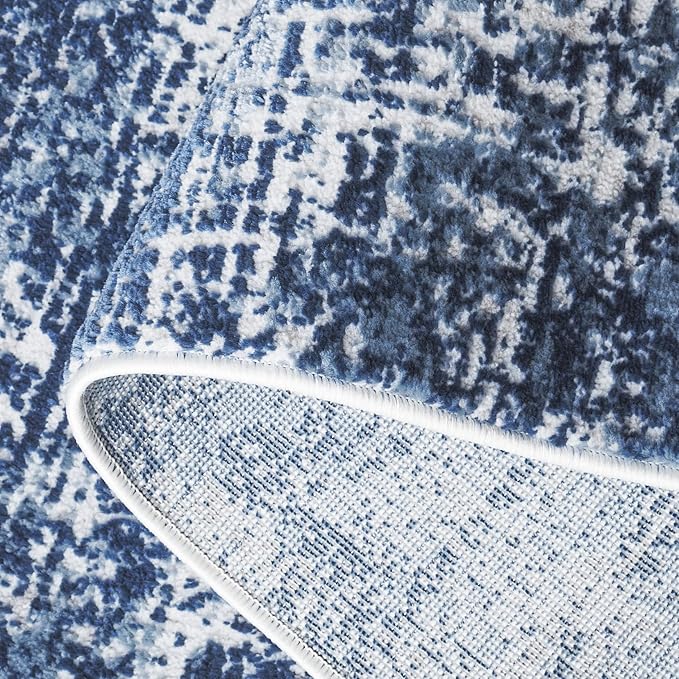SAFAVIEH Amelia Collection Area Rug - 9' x 12', Ivory & Dark Blue, Modern Abstract Design, Non-Shedding & Easy Care, Ideal for The Living Room, Dining, Bedroom (ALA700M)