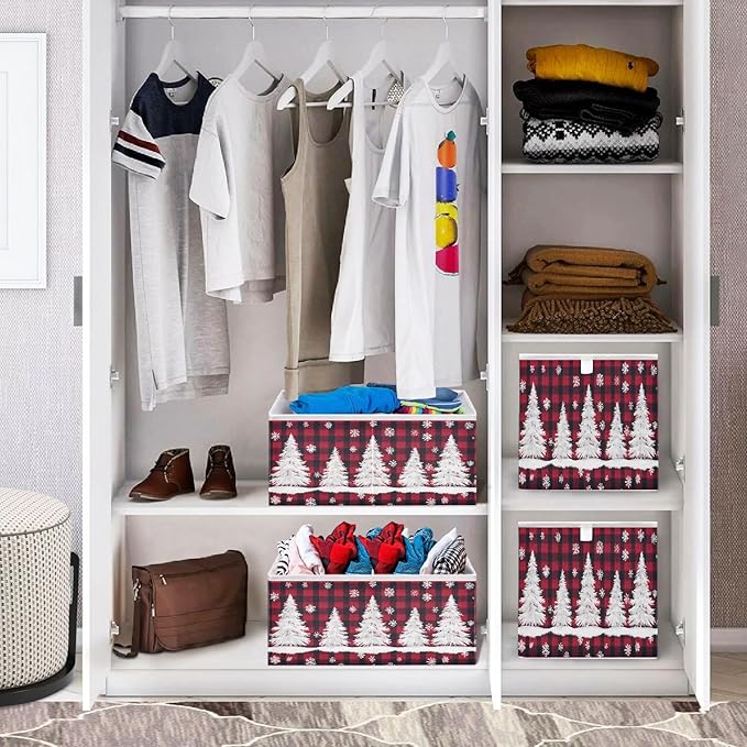 Bolaz Christmas Tree Snow Closet Organizers Storage Cubes Storage Bins Shelf Baskets Containers for Home Room Office,Square