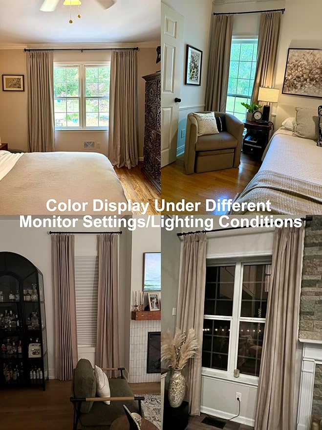 Vision Home Sand Pinch Pleated Full Blackout Curtains Linen Blended Room Darkening Window Curtains 102 inch for Living Room Bedroom Thermal Insulated Pinch Pleat Drapes with Hooks 40" Wx102 Lx2