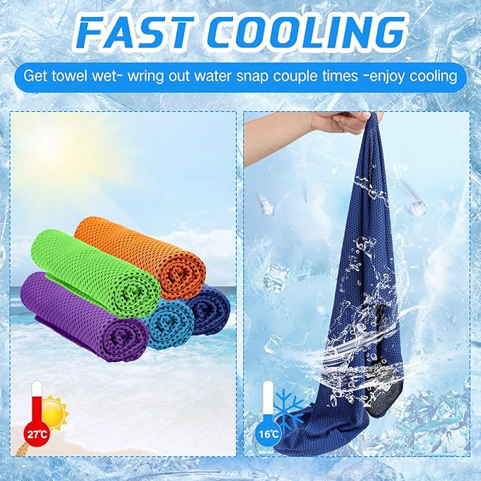 100 Pack Cooling Towel - Microfiber Cold Sports Sweat Rags Neck & Face Breathable Ice Chilly Towel for Gym Yoga Golf Workout Beach Accessories