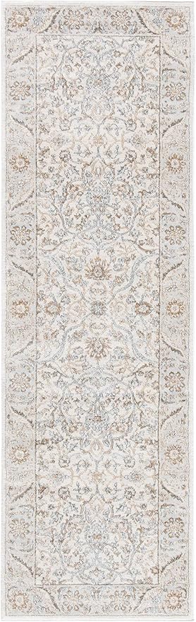 SAFAVIEH Isabella Collection Runner Rug - 2'3" x 21', Cream & Beige, Oriental Design, Non-Shedding & Easy Care, Ideal for High Traffic Areas in Living Room, Bedroom, Dining (ISA912A-221)