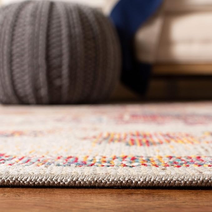 SAFAVIEH Crystal Collection Area Rug - 8' x 10', Light Blue & Burgundy, Medallion Distressed Design, Non-Shedding & Easy Care, Ideal for High Traffic Areas in Living Room, Bedroom (CRS501F)