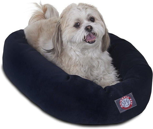 Majestic Pet Villa 24 Inch Shredded Memory Foam Dog Bed for Small Sized Dog 24x19x7 Inch–Orthopedic Pet Bed - Washable Small Puppy Mat with Head Support-Navy