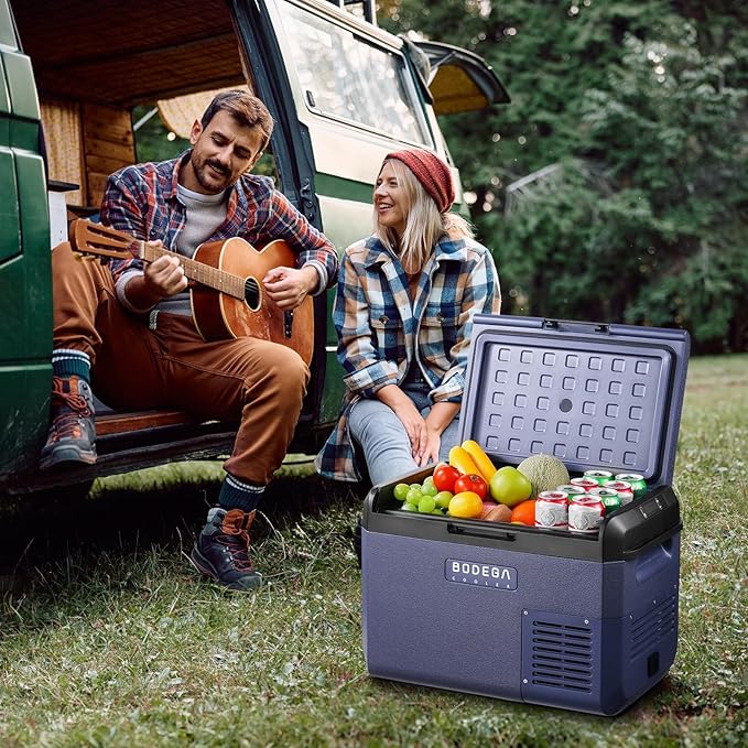 BODEGACOOLER 12 volt Car Refrigerator - 26QT(25L)Portable Freezer IPX4 Waterproof Car Fridge Ultra-Quiet Electric Cooler for Truck Van Camping Road Trips Travel 12/24V DC 110~240 Volt AC,-4℉~68℉