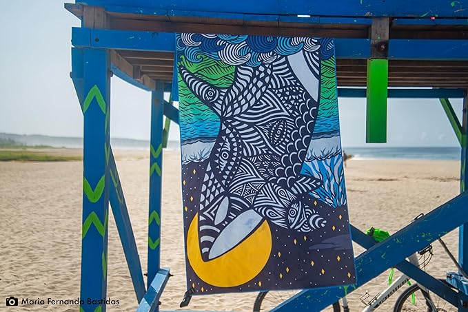 Personal Ultralight Microfiber Camping and Travel Towel, Orca Print, Body