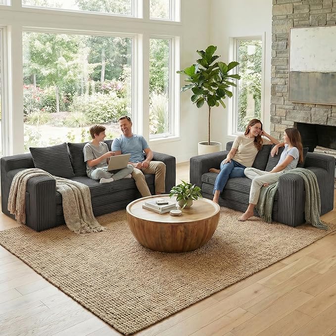 Boneless Loveseat Sleeper Sofa Bed: 3-in-1 Convertible Sofa Bed with Side Pockets & Handle,Pull Out Couch with 2 Pillows,Folding Futon for Small Space,Living Room & Bedroom,Corduroy Fabric,No Assembly