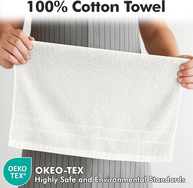 100% Cotton Hand Towels for Bathroom – Soft & Absorbent Towel Set– Pack of 6 Small Towel (34x20in) – Quick Dry Luxury Cotton Hand Towels – White