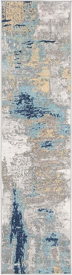 SAFAVIEH Jasper Collection Runner Rug - 2' x 22', Grey & Gold, Modern Abstract Design, Non-Shedding & Easy Care, Ideal for High Traffic Areas in Living Room, Bedroom (JSP101A)