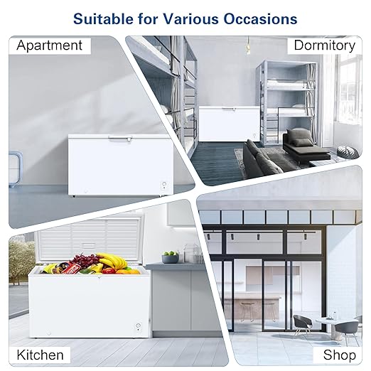 18.0 Cu.Ft Deep Freezer, Large Chest Freezer for Families with Removable Basket& 8 Adjustable Thermostat, Energy Saving Freezer Front Drain Free Standing Top Open Door for Home, Kitchen, White