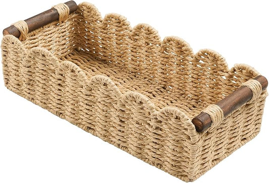 Toilet Paper Storage Basket Bathroom Counter Organizer Wicker Baskets for Organizing Cute Basket for Apartment Bedroom Nursery Room Kitchen Bathroom Decor -Beige