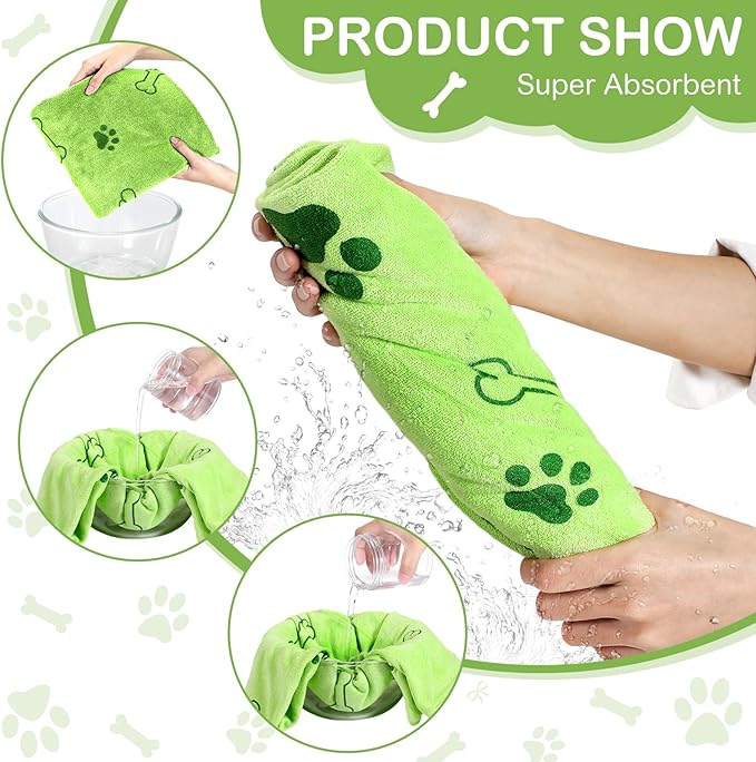 8 Pcs Dog Towels for Drying Dogs Cats Pet Towels Bulk Puppy Microfiber Quick Drying Paw Bath Bathing Supplies Absorbent for Medium Pets(Hot Pink,Green,40 x 24 Inch)