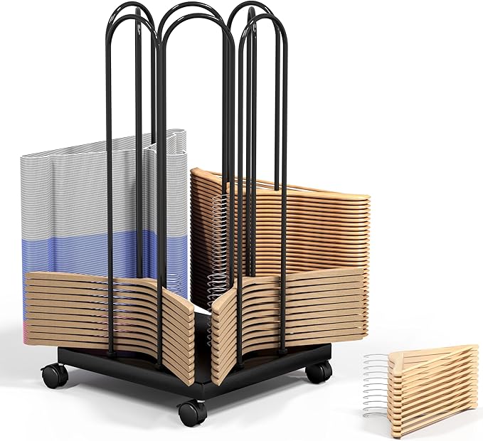 AIWFL 4 Side Storage Hanger Stacker Cart, Hanger Organizer Stacker with 4 Wheels, Clothes Hangers Storage Rack, 4 in 1 Rack Stand for Laundry Room, Shopping Mall, Specialty Store