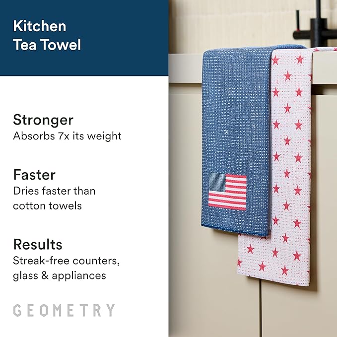 Kitchen Tea Towel - Quick Dry Microfiber Cloth Dish Towels for Kitchen Drying - Premium Quick Dry Towel (USA Party, 1-Pack)