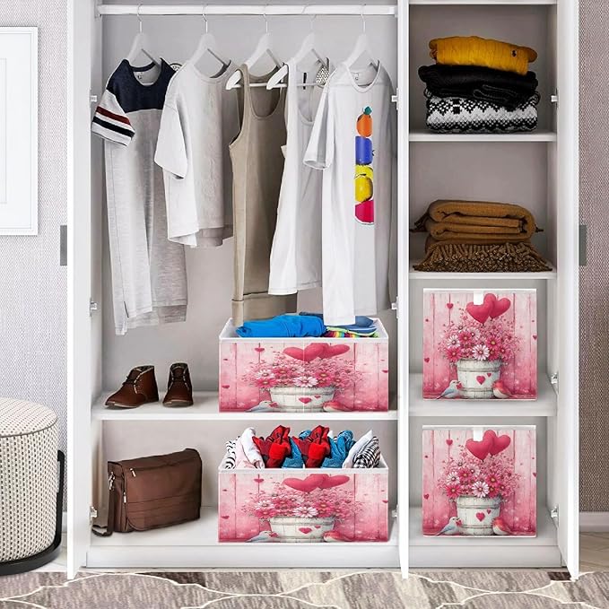 Bolaz Birds Flowers Balloons Closet Organizers Storage Cubes Storage Bins Shelf Baskets Containers for Home Room Office,Rectangle