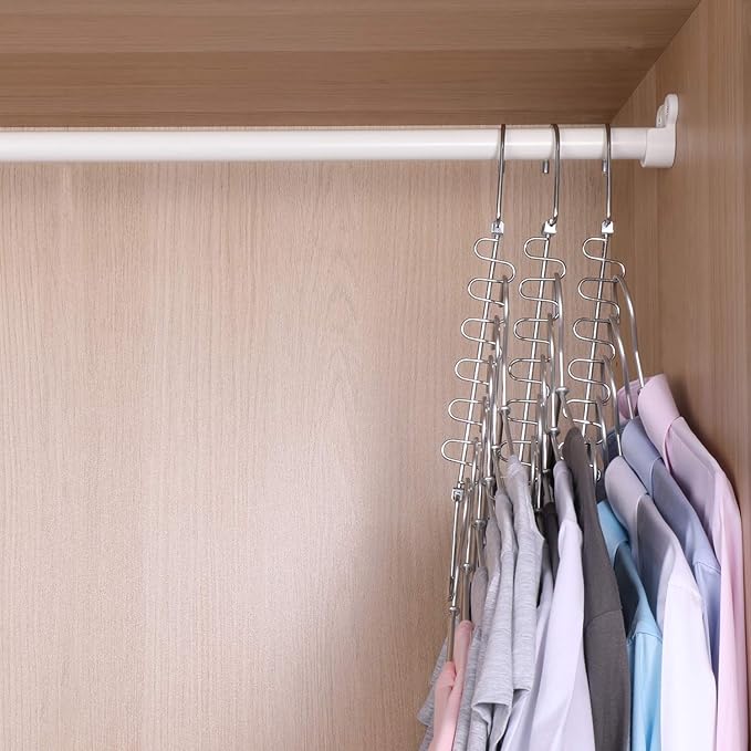 GEFTOL Metal Space Saving Hangers 12 Slots New Version Hanger Magic Cascading Hanger Closet Wardrobe Clothes Organizer(20 Pack)