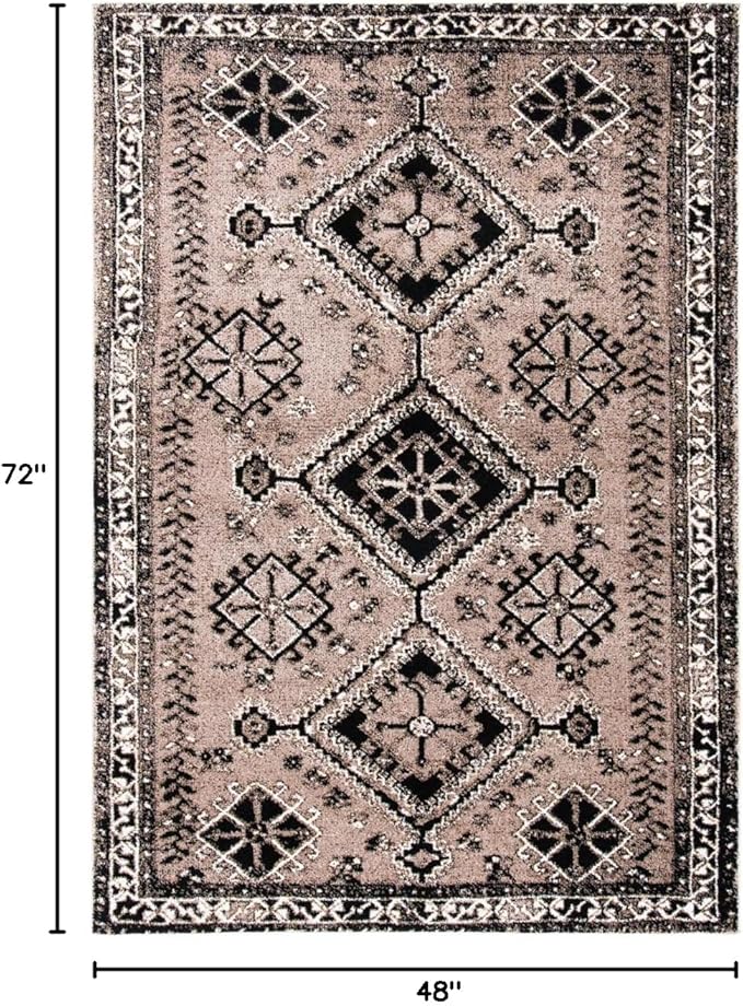 SAFAVIEH Vintage Hamadan Collection Accent Rug - 4' x 6', Brown & Black, Oriental Distressed Design, Non-Shedding & Easy Care, Ideal for High Traffic Areas in Entryway, Living Room, Bedroom (VTH293T)