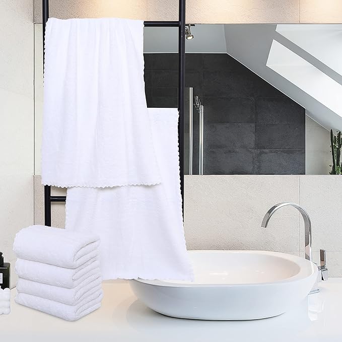 6 Pack Premium Hand Towels - Quick Drying - Microfiber Coral Velvet Highly Absorbent Towels - Multipurpose Use as Hotel, Bathroom, Shower, Spa, Hand Towel 16 x 28 inches (White)