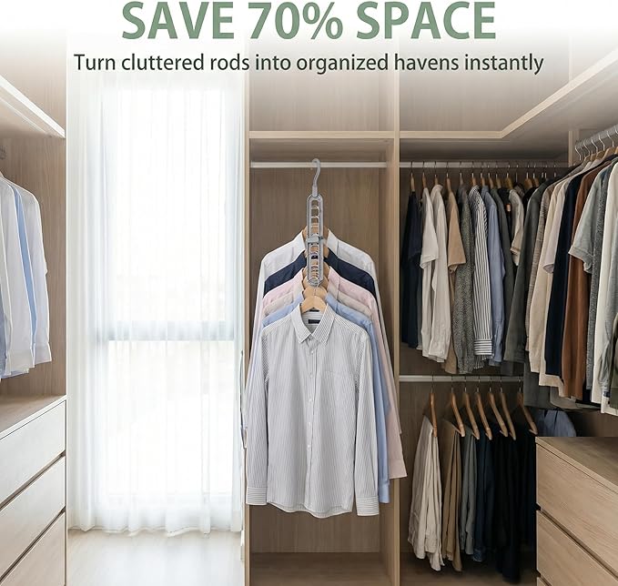 Space Saving Hanger with 360° Rotation - 5-Tier Vertical Closet Organizer, Multi-Layer Hanging Rack for Shirts, Pants, Bags | Durable PP Plastic for Cabinet & Closet Door