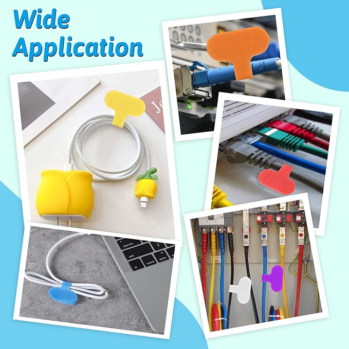 40 PCS Electronic Cable Identification Tags Multi-Color Fastening Cable Ties Write On Cord Labels Reusable Self-Adhesive Wrap-It Cables Label for Organizing Wires and Cables Management Identification
