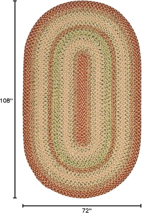 SAFAVIEH Washable Rug Outdoor Braided Collection - 6' x 9', Rust & Multi, Handmade & Reversible, Non-Shedding & Easy to Clean, Ideal for Patio, Backyard, Mudroom (BRD303A)