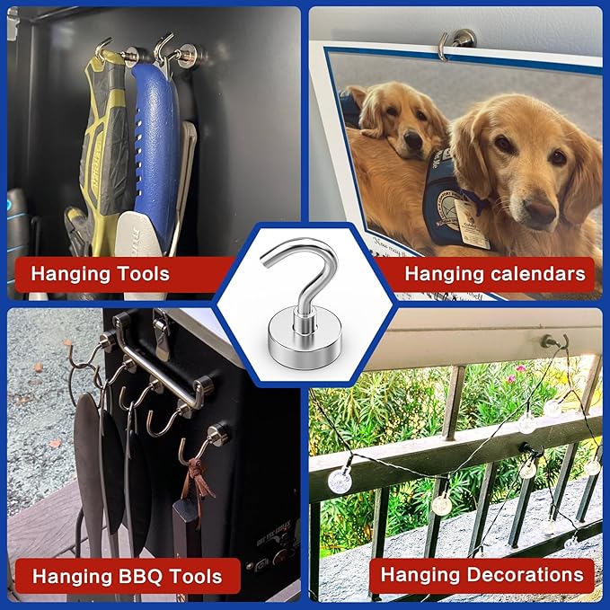 Magnetic Hooks, 40 Pack Magnetic Hooks for Cruise Cabins, 25lbs Magnet Hooks, Strong Magnetic Hook Heavy Duty, Magnets with Hook, Metal Magnetic Hook for Hanging, Refrigerator, Grill