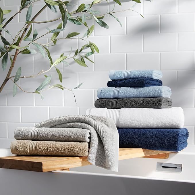 Arkwright Solid Bath Towels, Pack of 4, 100% Cotton 600 GSM Soft Absorbent Bathroom Towels for Hotel, Spa or Vacation Rental, 54 x 27 in, Titanium Grey