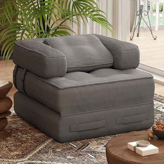 Folding Sofa Bed - Adults Convertible Sleeper Chair for Living Room, Bedroom, Grey