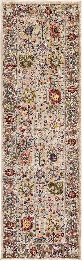 SAFAVIEH Kashan Collection Runner Rug - 2'6" x 14', Beige & Taupe, Traditional Oriental Design, Non-Shedding & Easy Care, Ideal for High Traffic Areas in Living Room, Bedroom, Dining (KSN303K-214)