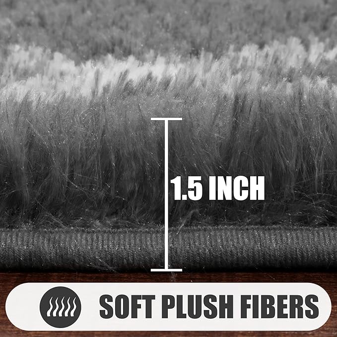 ONASAR 7x9 Area Rugs for Living Room Bedroom, Large Fluffy Grey and White Throw Rug, Geometric Soft Plush Shaggy Indoor Floor Carpet for Nursery Kids Girls Boys Teen Dorm Home Decor Aesthetic