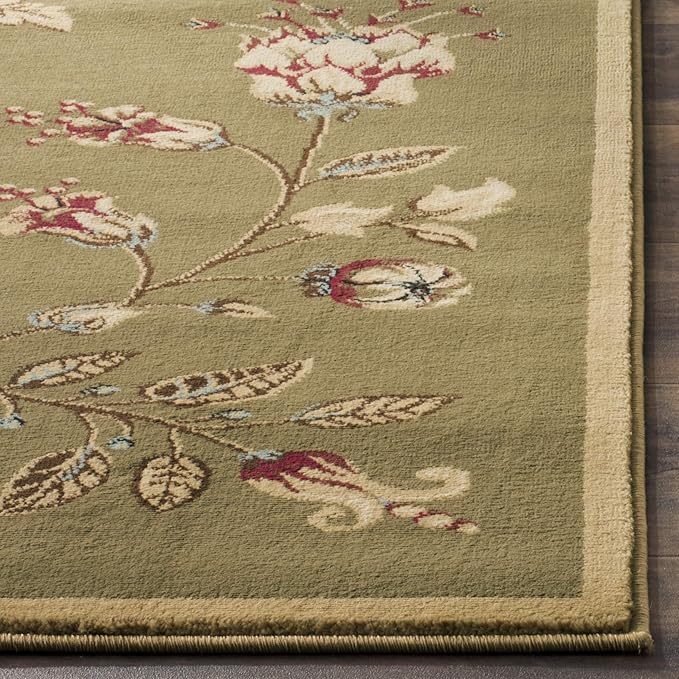 SAFAVIEH Lyndhurst Collection Runner Rug - 2'3" x 16', Green & Multi, Traditional Floral Design, Non-Shedding & Easy Care, Ideal for High Traffic Areas in Living Room, Bedroom (LNH552-5291)