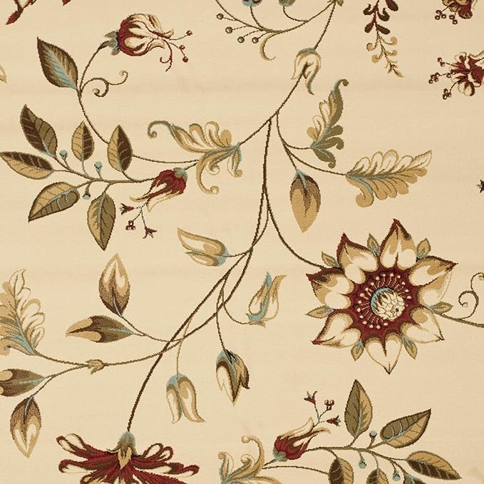 SAFAVIEH Lyndhurst Collection Area Rug - 8' x 11', Ivory & Multi, Traditional Floral Design, Non-Shedding & Easy Care, Ideal for High Traffic Areas in Living Room, Bedroom (LNH552-1291)