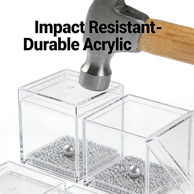 KissYou Acrylic Box Easter Clear Candy Boxes with Lid Acrylic Square Cube 4 Pieces Display Case Transparent Jewelry Storage Box Party Decorative Boxes