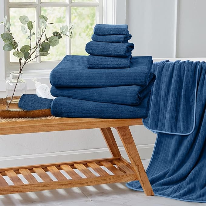 Extra Large Bath Sheet Set of 4,Ultra Soft Fluffy Towel,35”x 70”Oversized Bath Towel Set,Premium Microfiber Bathroom Towel Set Highly Absorbent Quick Dry Shower Towel for Bathroom,Hotel,Spa (Navy)