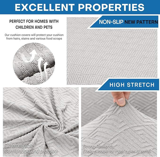 XINEAGE 2025 New 2 Pieces Chair Covers with Arms Super Stretch Chair Slipcover for Living Room Pet Dog Universal Slip Cover Anti Slip Armchair Furniture Protector (Silver Grey), 31"-46"(1 Cushion)
