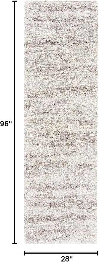 SAFAVIEH Hudson Shag Collection Runner Rug - 2'3" x 8', Ivory & Beige, Modern Design, Non-Shedding & Easy Care, 2-inch Thick Ideal for High Traffic Areas in Living Room, Bedroom (SGH206B)