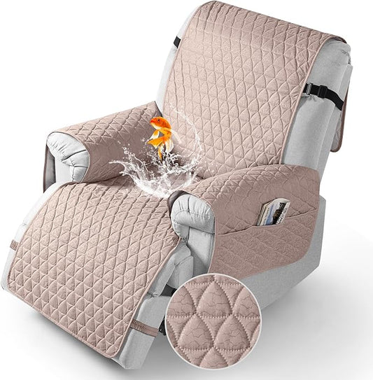 TAOCOCO 100% Waterproof Recliner Cover - Recliner Cover with Non-Slip Granule, Recliner Chair Covers with Elastic Band, Recliner Chair Covers for Reclining Chair(Peach, Small-22'')